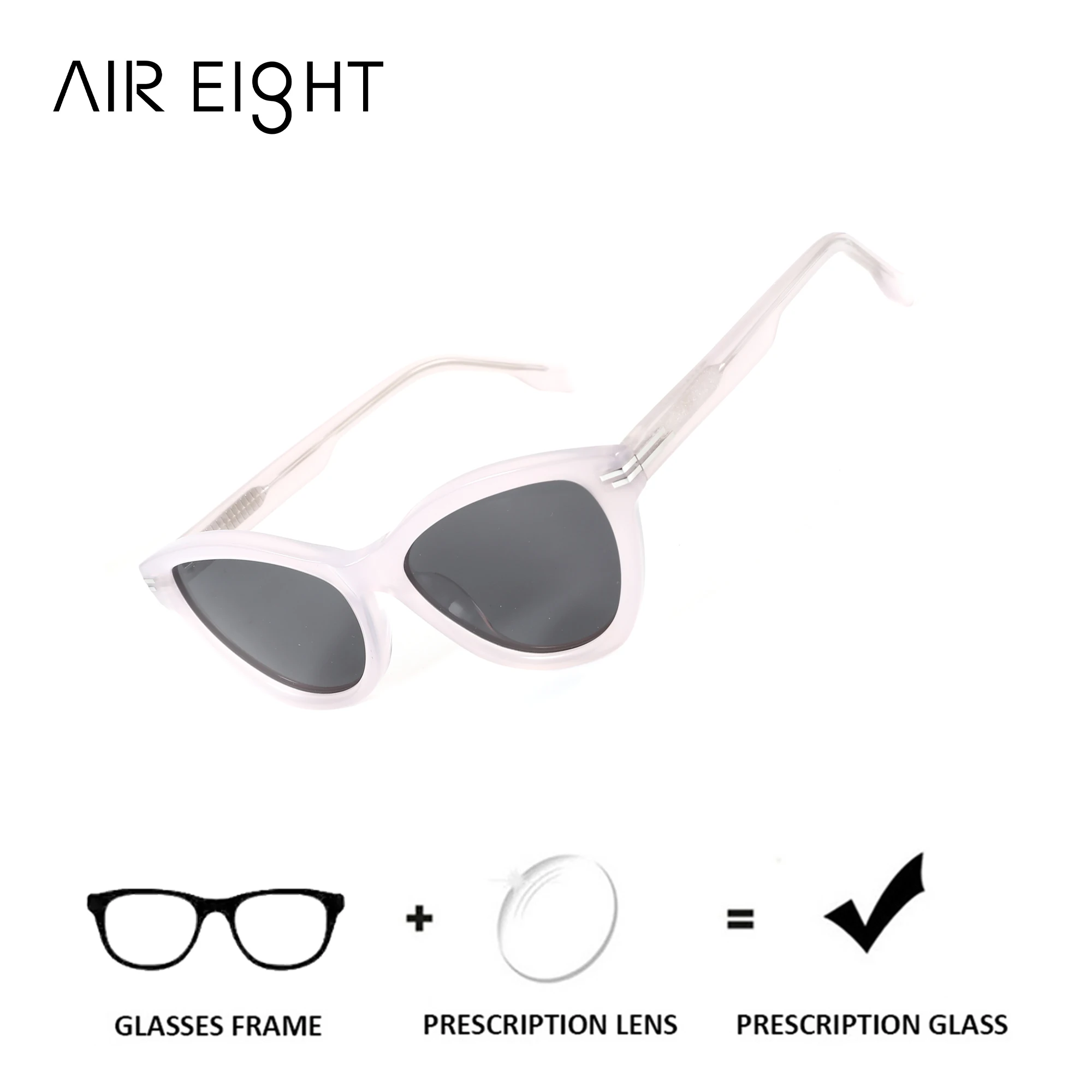 AIR EIGHT S Size Cat Eye Handmade Acetate For Ladies Prescription Sunglasses Polarized UV400 Progressive Fashion Eyewear