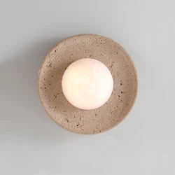 Wabi Sabi Natural Stone Home Wall Decoration Light Simple Atmosphere Corridor Staircase Creative Circular LED Sconce Lamp