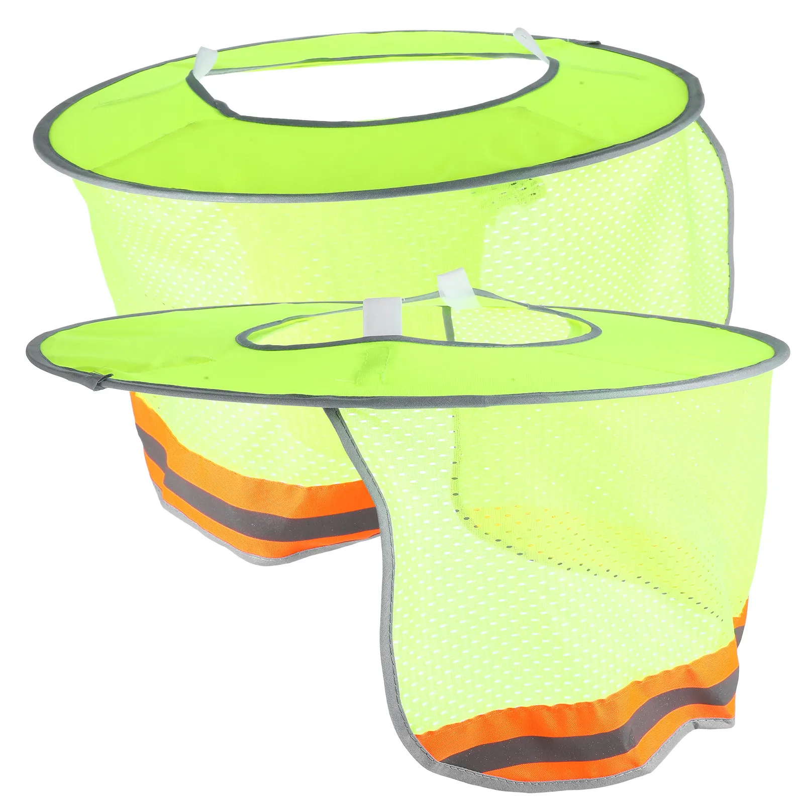 

2Pcs High Visibility Sun Shade Full Brim Breathable Polyester Mesh Neck Face Protector Reflective Edging Construction