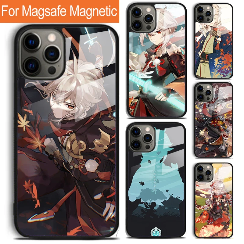 Genshin Impact Kaedehara Kazuha Phone Case For iPhone 16 15 14 13 12 11 Pro Max Plus Magsafe Magnetic Wireless Charging Cover