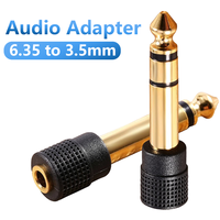 Microphone Speaker Plug Audio 6.35mm Male Plug to jack 3.5mm 3Poles Gold Plated Female Socket Speaker Adapter