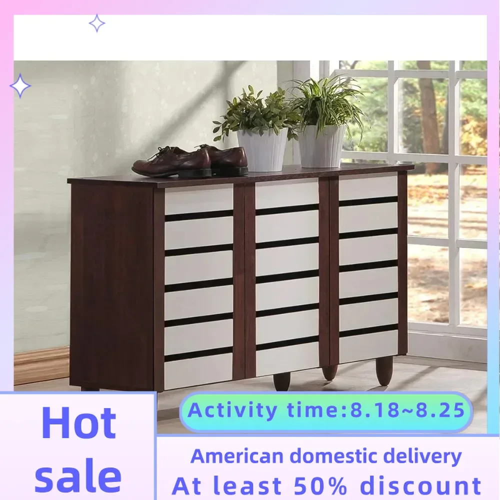 

Living Room Cabinet Wholesale Interiors Gisela Oak and White 2-Tone Shoe Cabinet With 3 Doors Designer Bag Furnitures Armoire