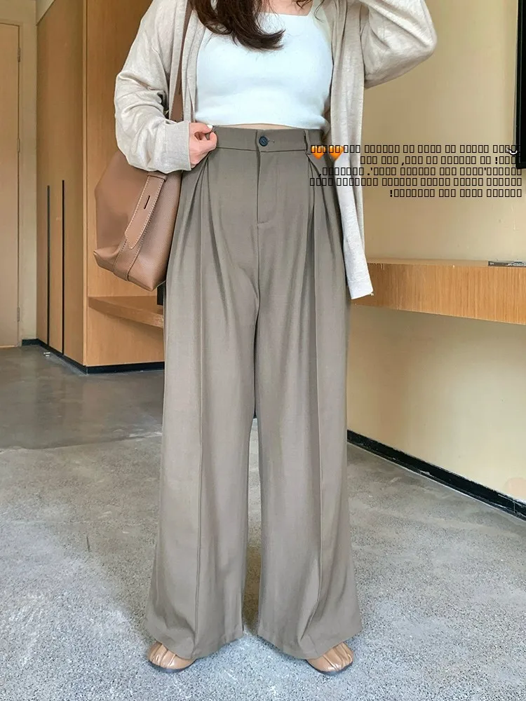 

Женские брюки Lin Da Hui с высокой талией, широкими штанинами, свободного кроя, в пол, повседневные, больших размеров, с эффектом похудения