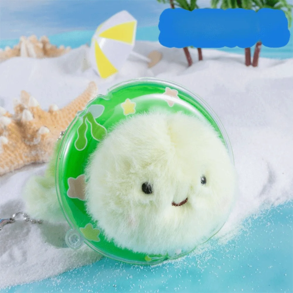 Cute Kawaii Ocean Animal Keychain Seahorse Fish Fluffy Sea Turtle Keyring PP Cotton Soft Dolphin Doll Friend