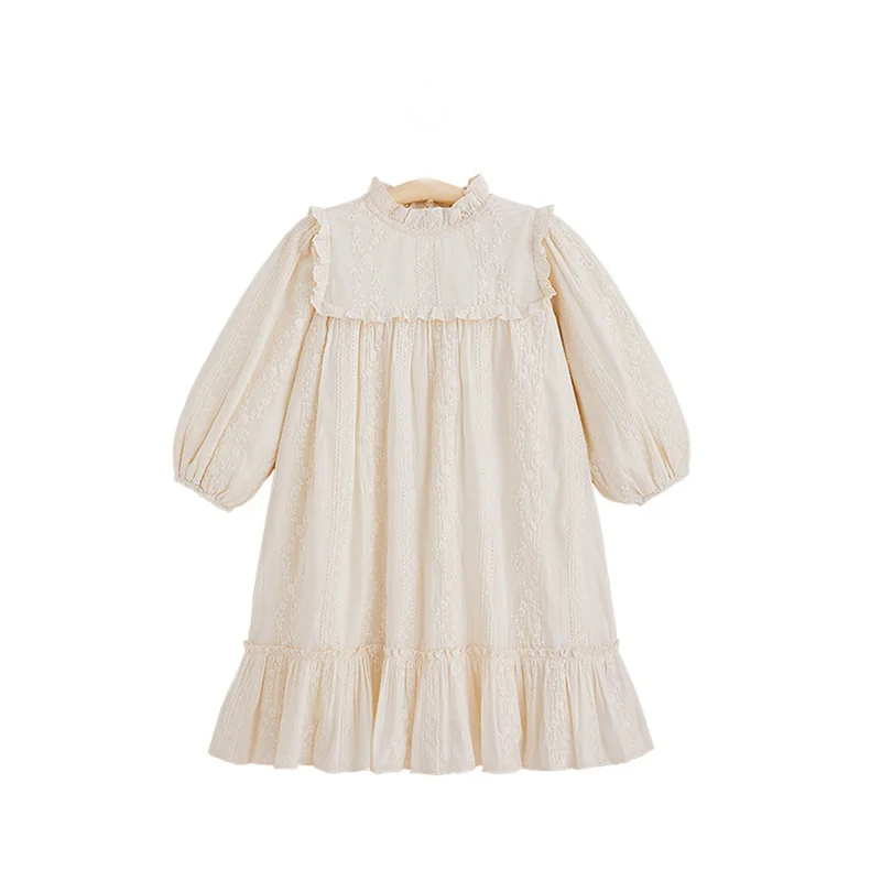 Spring Summer Children Dresses Infant  Dress Baby Girl Casual Style Long Sleeve Embroidery Cotton Skirt  0-6Y