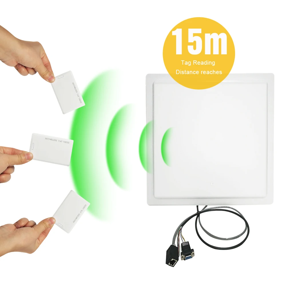 

Uhf Rfid Reader 15m Rfid Reader UHF 12dbi Antenna 15m Long Range Read Distance Passive Car Parking RFID UHF Reader With LED