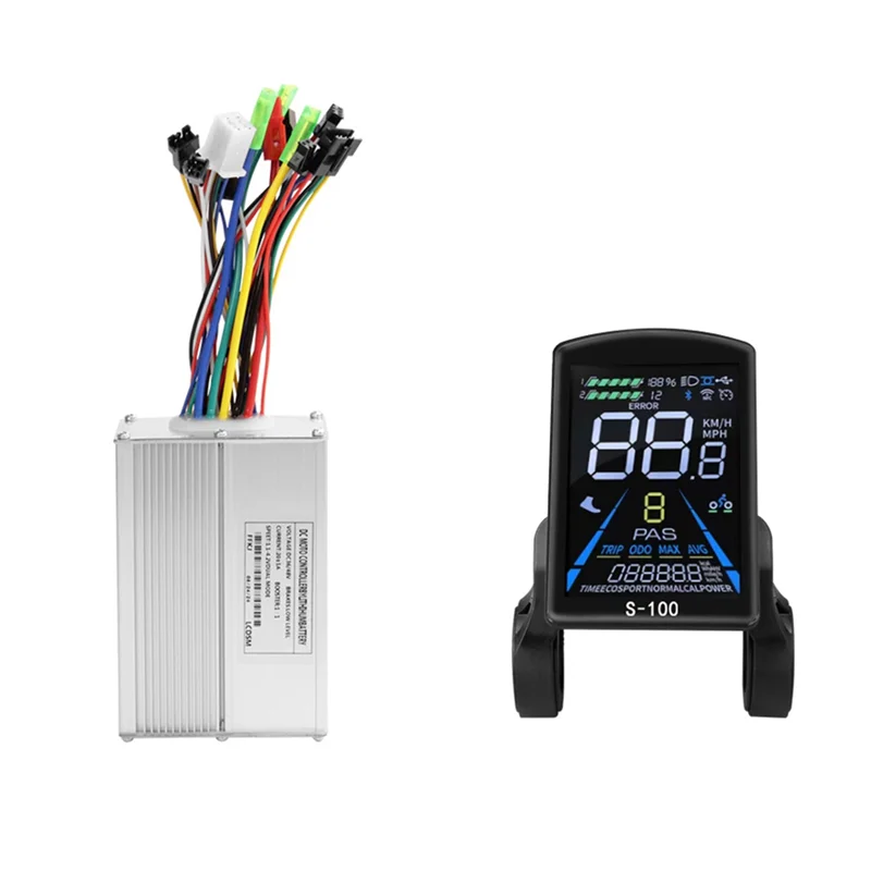 S-100 Electric Bike LCD Display Dashboard SM5+2PIN +20A 36V/48V Sine Wave Controller For Mountain Bike Modification Kit-N34R