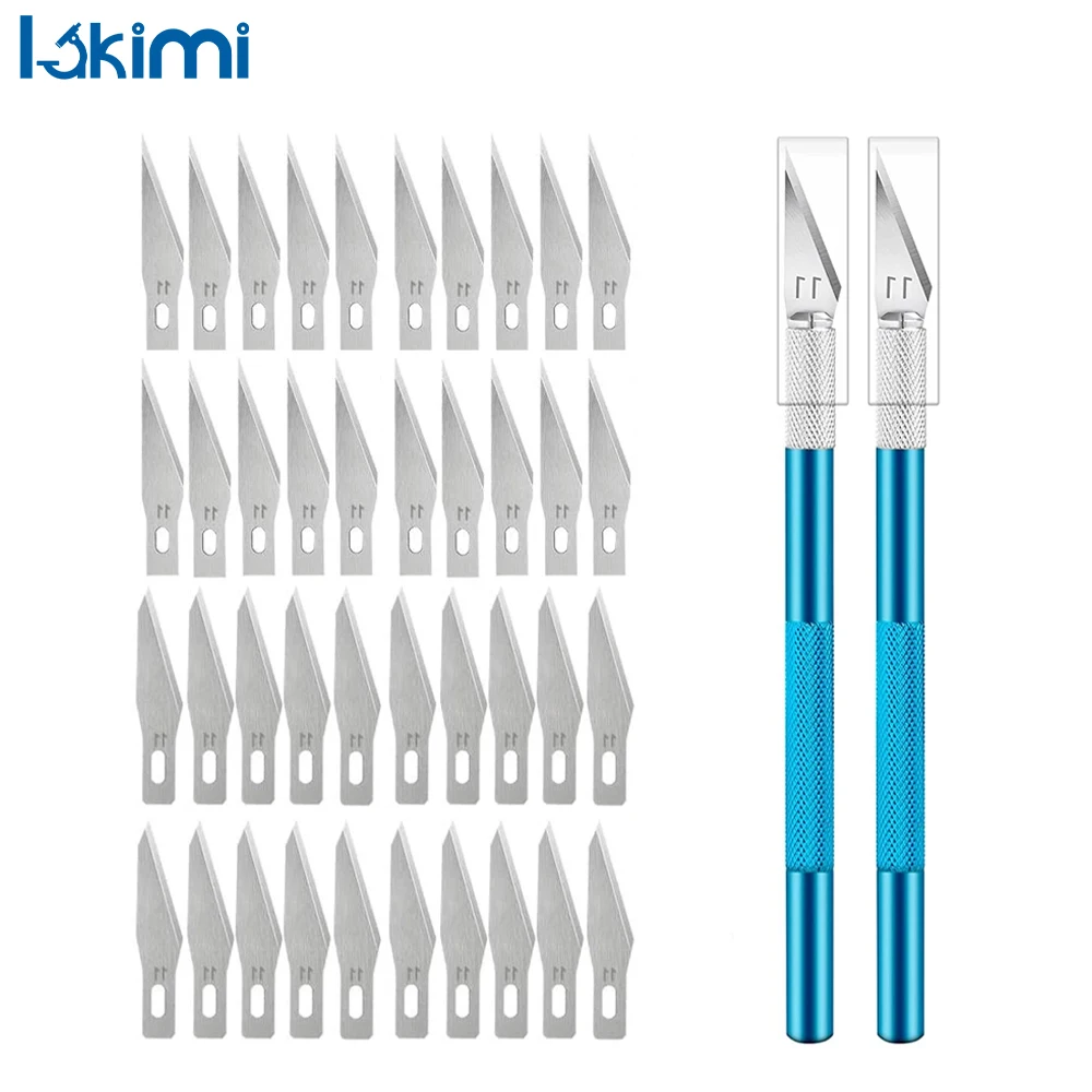 Engraving Metal Knife Kit Non-Slip + 40/10pcs #11 Blades Craft Cutter Knives for PCB Repair, Mobile Phone Hand Tools LK-AA12