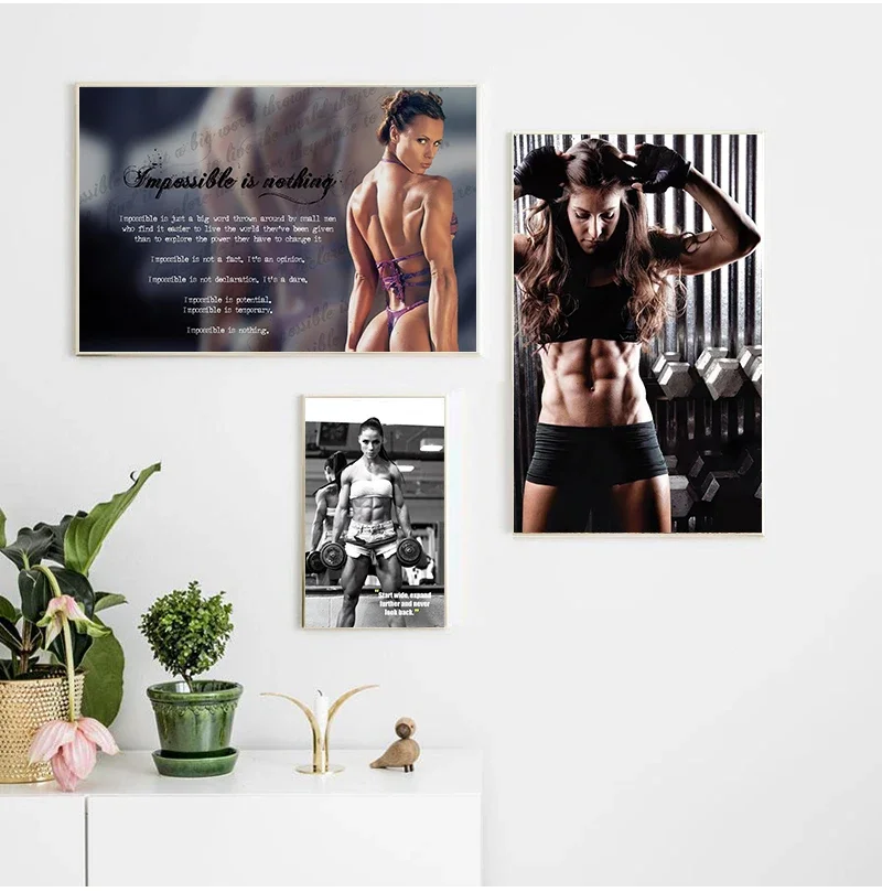 Sexy Women Fitness Bodybuilding Motivational Print Art Canvas Poster for Living Room Decoration Home Wall Decor Picture