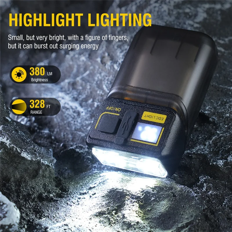 ไฟฉาย LED แบบหมุนได้ A44Z-2PCS 380LM พกพาสะดวก แบบพวงกุญแจ ชาร์จไฟได้ผ่านพอร์ต Type-C เหมาะสำหรับงานกลางแจ้ง พร้อมหน้าจอแสดงพลังงาน