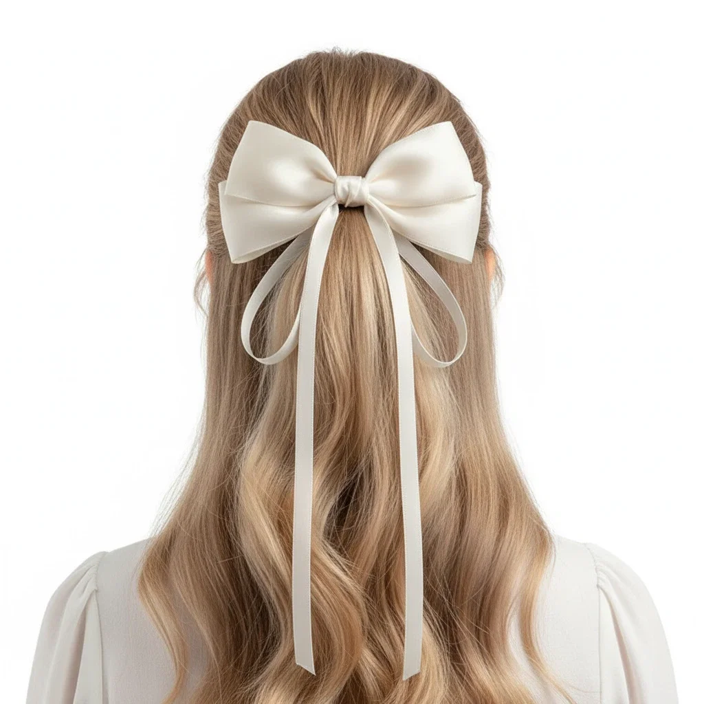 

Vintage Beige Hair Bow Clip Trend Long Ribbon Hairpins Barrettes Headwear For Women Girls Accessories Wedding Jewelry Hair Ties