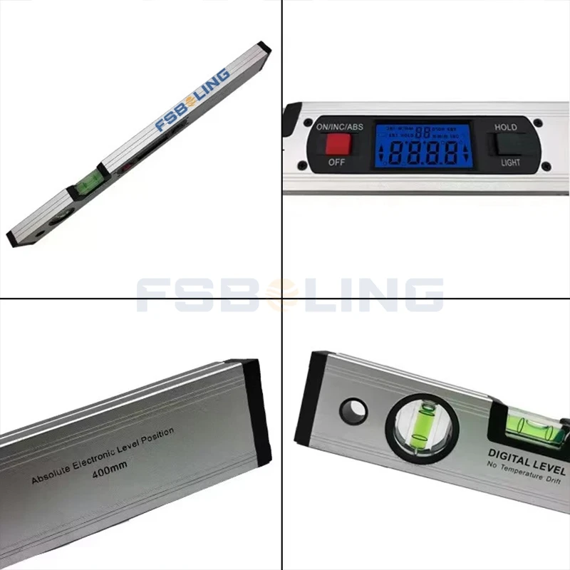 FSBOLING Electronic Digital Level with Magnetic Aluminum High Precision Digital Level Ruler Slope Gauge