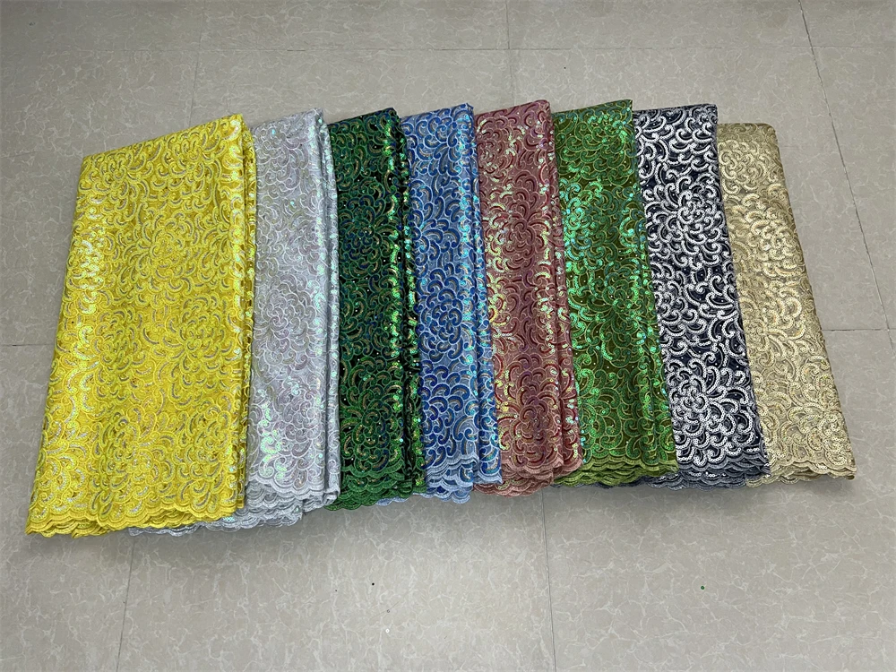 

Nigerian Tulle with Sequins Embroidery, Lace Fabric, Beads, Stone Prom Dresses, Sewing, High Quality, 2026, PS0051, 5Yards