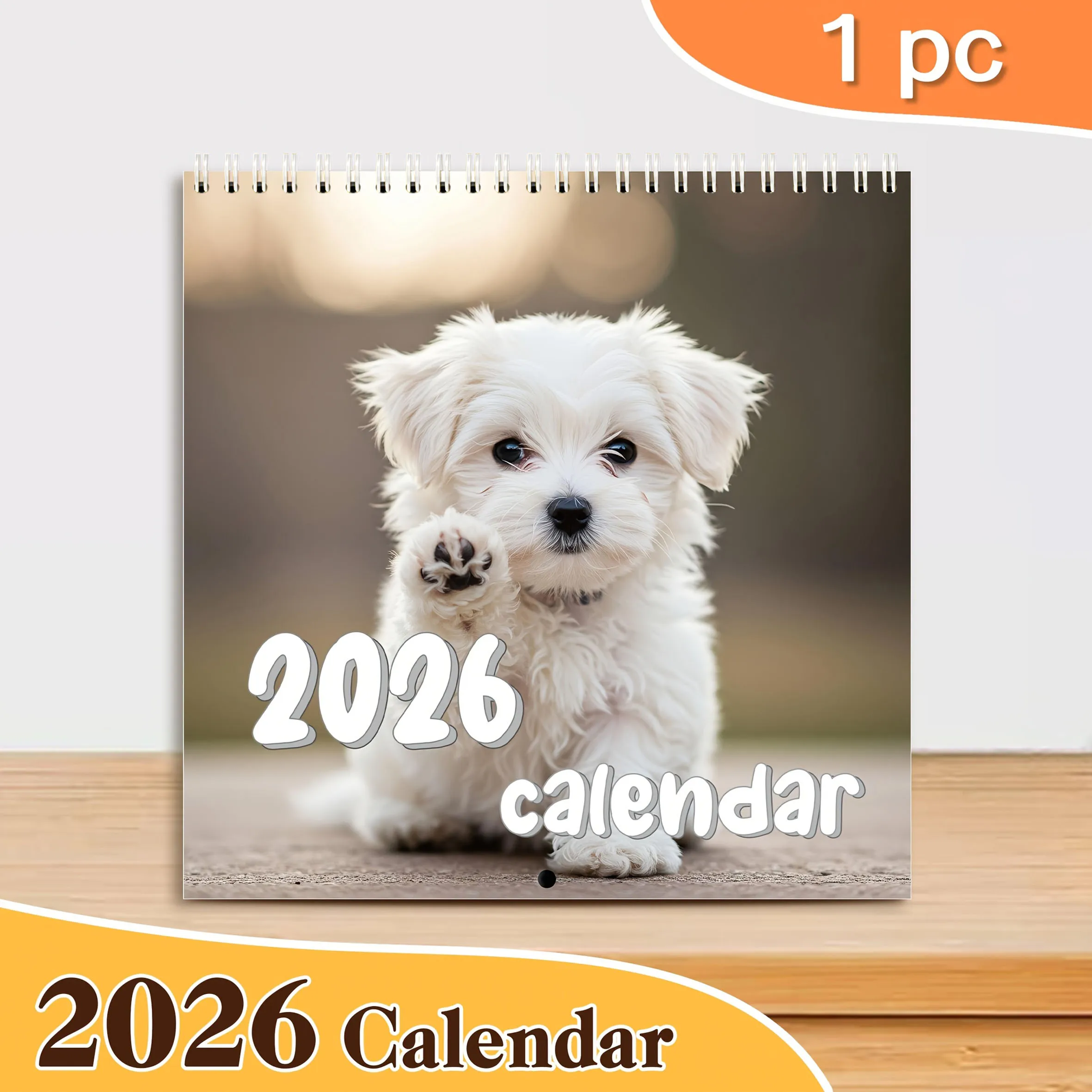 

Календарь с собакой на 2026 год, календарь на тему милой собаки, ежемесячный план с праздничными метками, спиральная переплет, подвесное отверстие, дизайн, декор для дома и офиса