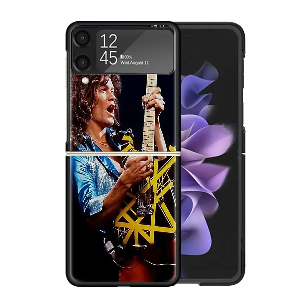 Eddie Van Halen Graphic Guitar Clear Phone Case For Samsung Z Flip 5 4 3 Galaxy ZFlip 6 5G Shockproof Hard Print Cover TPU PC Co