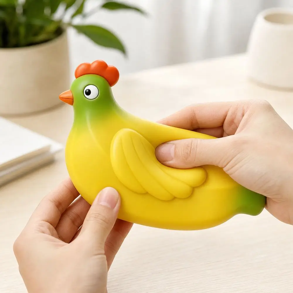 Soft Rubber Banana Chicken Toy Stretchy Banana Shaped Squishy Pinch Le Cute Animal Squeezable Chicken Squeeze Toy Sensory Play