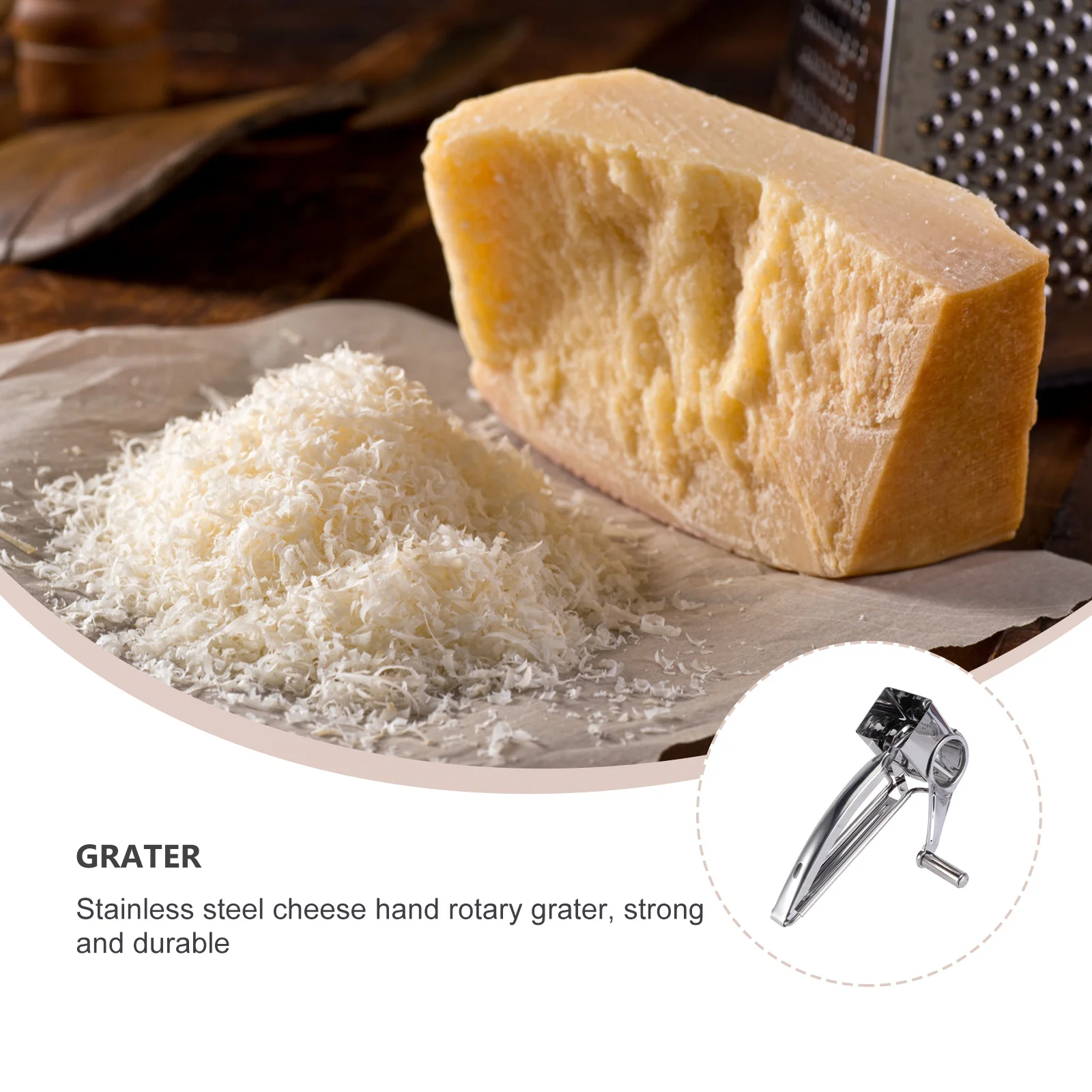 

1Set Stainless Steel Cheese Shredder Rotary Grater Set for Hard Cheese Carrots Potatoes Cauliflower Breadcrumbs Cookies Fine