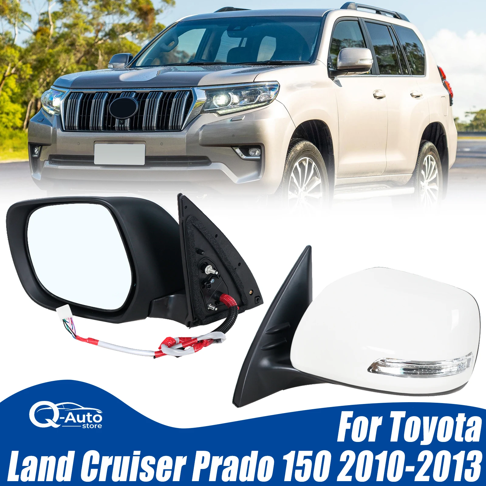9 Wires For Toyota Land Cruiser Prado 150 Series 2013-2022 Car Side Rearview Mirror Assembly Electric Folding Heating Lens