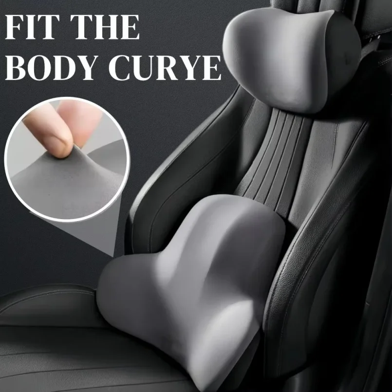 Car Neck Pillow Memory Foam Protective Lumbar Support Backrest Relieves Pressure Breathable Car Headrest Pillow Car Assesories