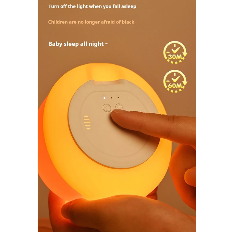 snail night light usb-c rechargeable touch control dimmable warm light timer 8-10h use kid bedroom decor gift portable 4h charge