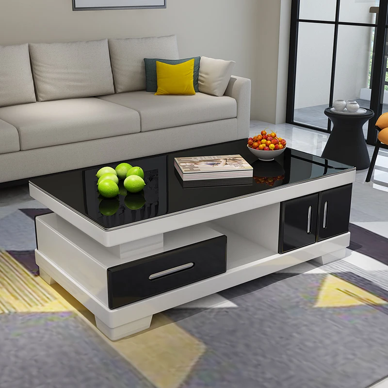 Creative modern simple paint coffee table, tempered glass living room, TV cabinet combination