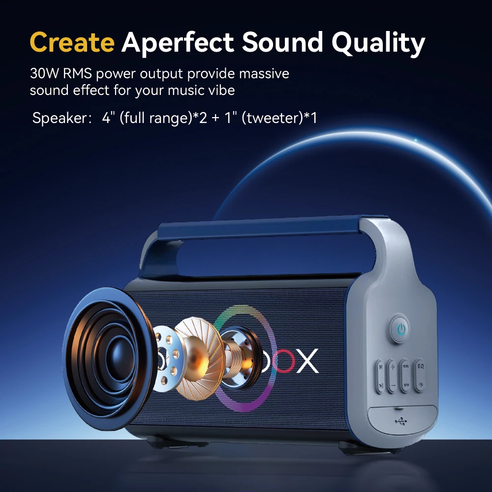 Altavoz de Karaoke portátil Popular de 30W, iluminación LED RGB, nuevo modelo privado, gran potencia con opción de dos micrófonos, 2025