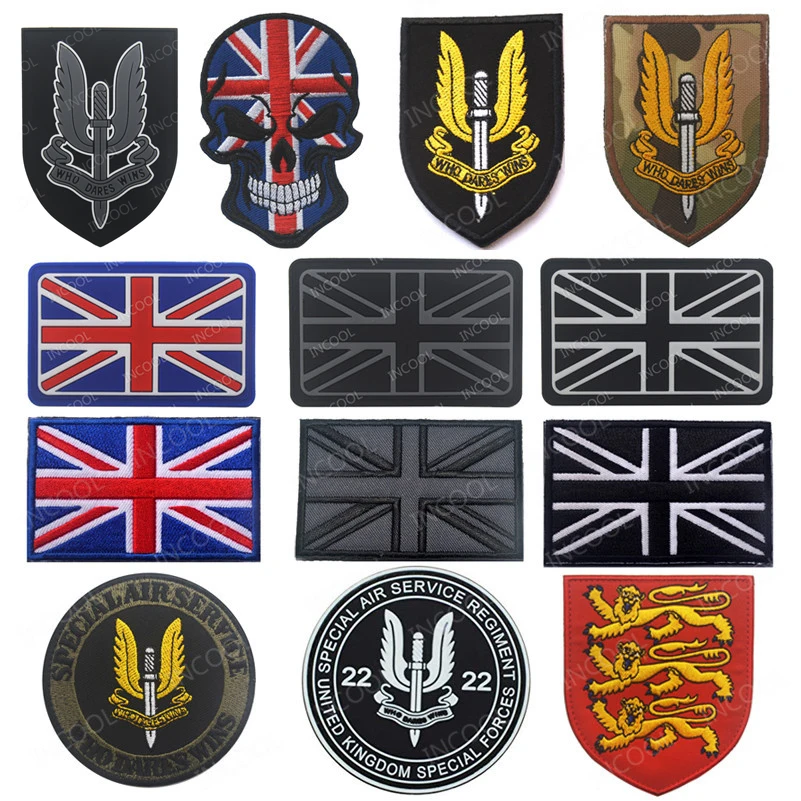 United Kingdom Flag Reflective Embroidery Patch British Patches Appliqued UK Chevron PVC Patch For Clothing Backpack