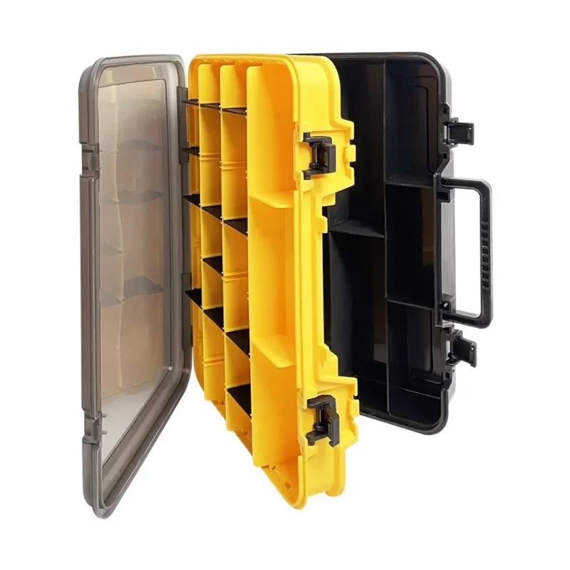 Caja de accesorios pesca, caja herramientas una sola capa, caja almacenamiento portátil multifuncional de doble capa