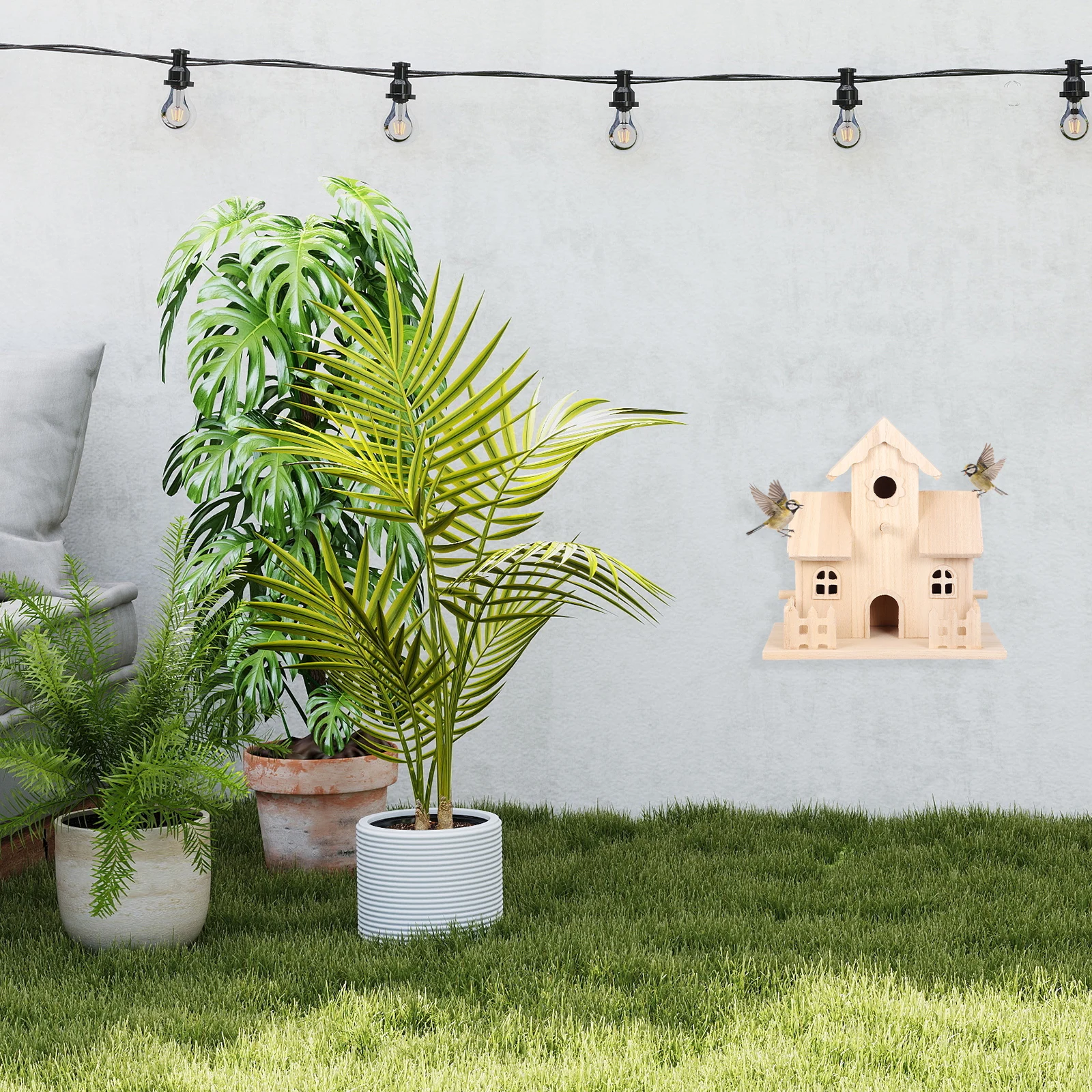 

Wooden Bird Nest Box Natural Wood Birdhouse For Pet Birds Home Garden Decoration Simulation Nest For Small Animals Bird