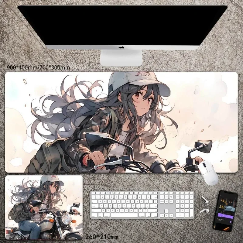 mousepad anime Loli XXL Sexy motorcycle girl eSports gaming mouse pad large desk mat 900x400 Cool kawaii desk pad