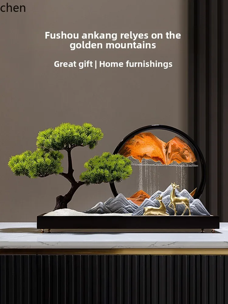 ZMLCreative Welcome Pine Quicksand Painting Ornament Hourglass Living Room Zen Entrance Office Tea Room Soft Decoration