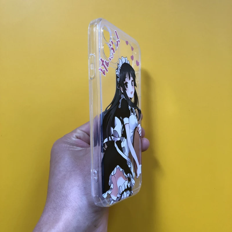 การ์ตูนน่ารักสาวแม่บ้านสำหรับ Iphone 14 13 Se 2020 Xr Xs สูงสุด11 Pro Max 12 Mini 7 8 6 6S Plus Soft Tpu Cover