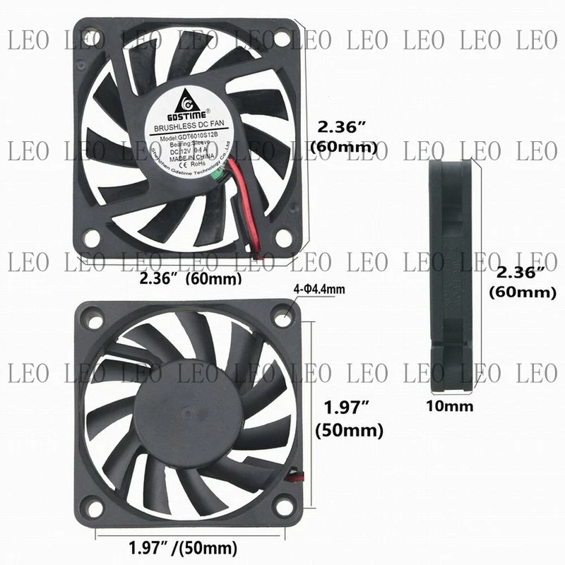 SL For GDT6010S12B 12V DC 0.1A 60mm Cooling Fan 60x60x10mm for CPU PC Printer Laser