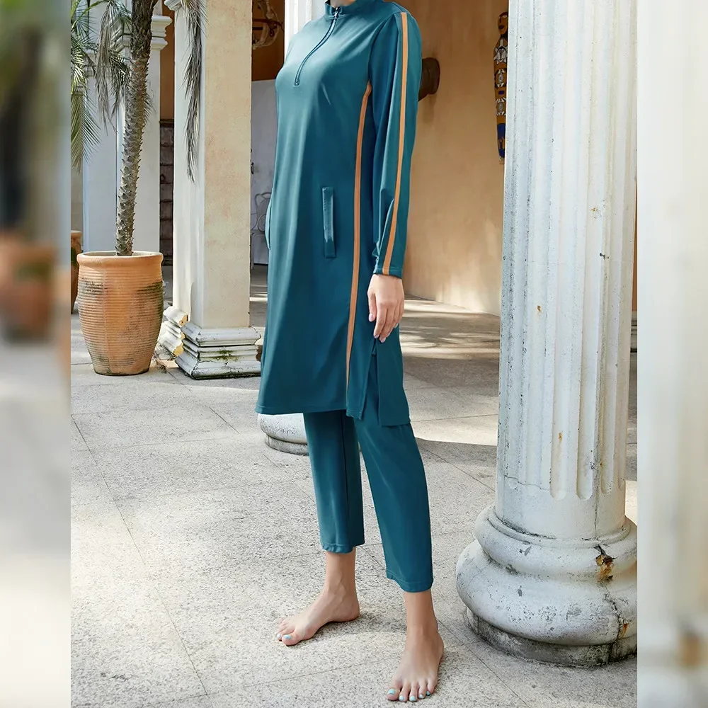 3 pçs burkini muçulmano banho hijab maiô roupas femininas maiô islâmico modesto banho femme musulmane maillot de bain