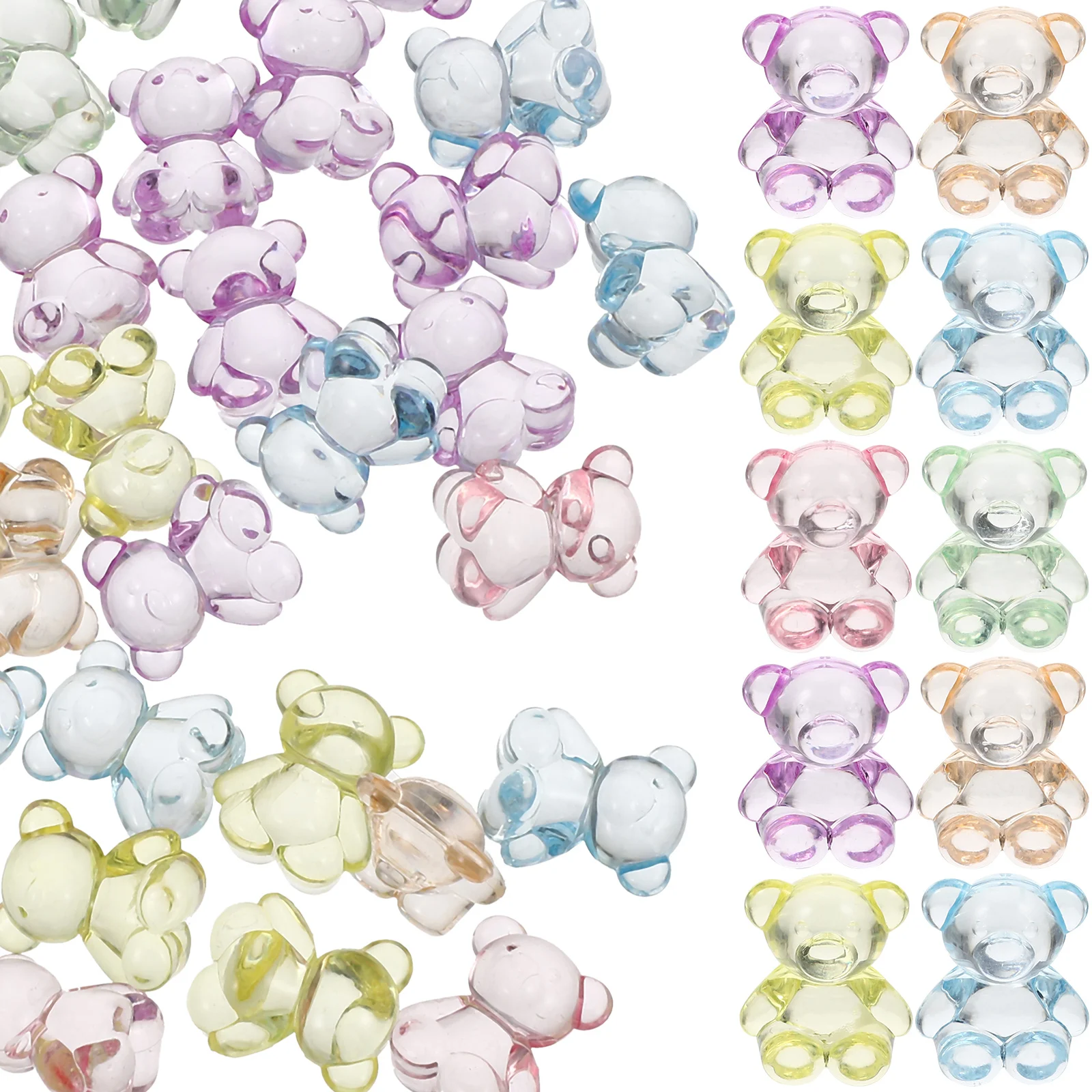 

100Pcs Bear Shaped Acrylic Loose Beads DIY Jewelry Making Accessories Hair Ties Necklace Bracelet Earrings Decor