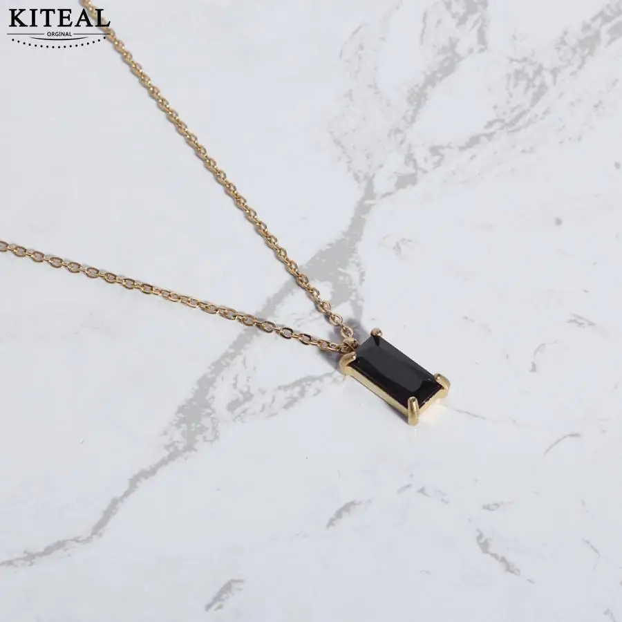 KITEAL Xmas Gift Gold Plated pendant necklace for female Black cubic zirconia pendant choker prices in euros