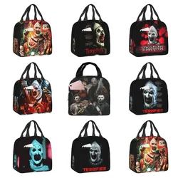 Horror Movie Terrifier Lunch Bag Women Cooler Warm Insulated  Halloween Lunch Box for Kids School Children Food Picnic Tote Bags