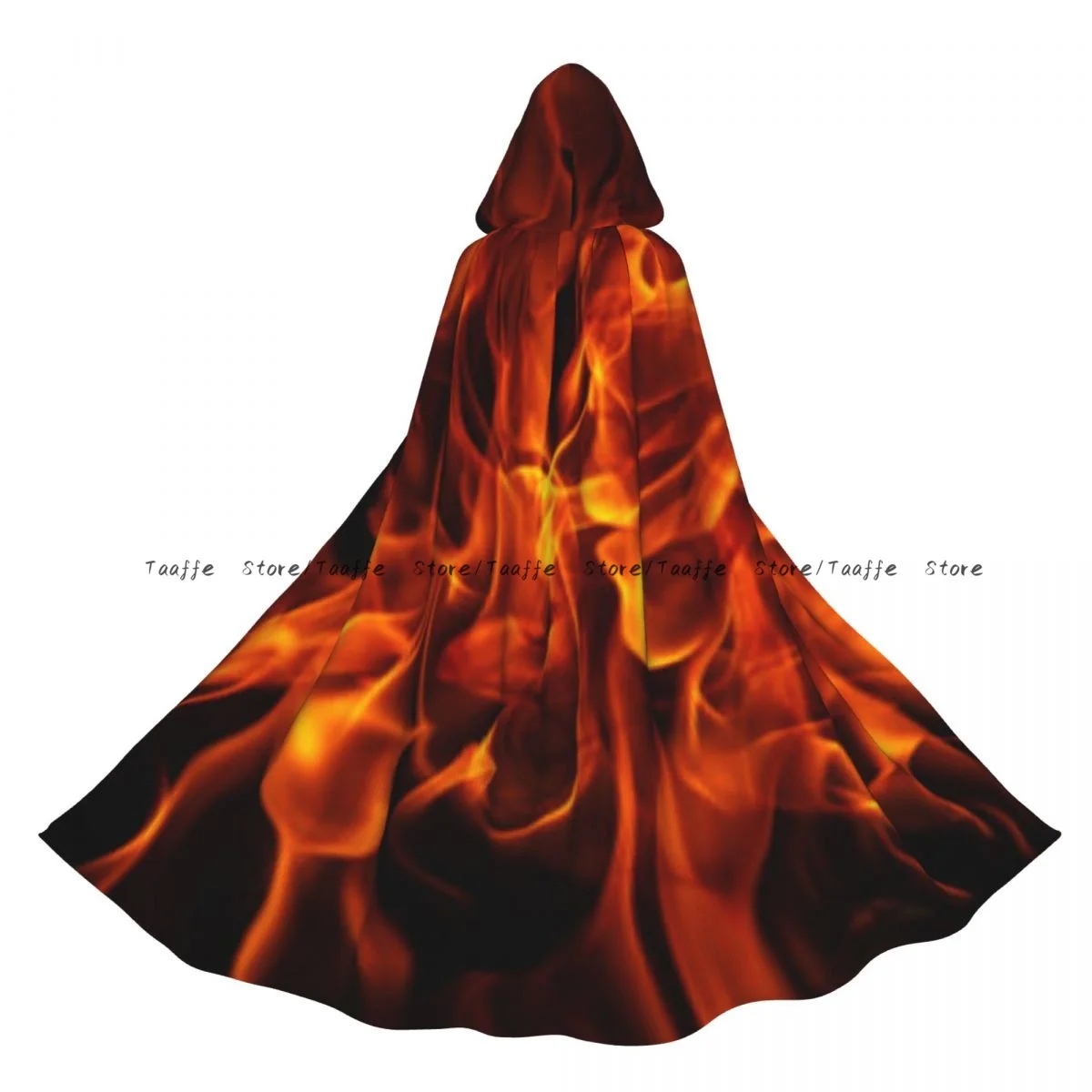 

Средневековый плащ для косплея на Хэллоуин, пальто с капюшоном, накидка с принтом огня и пламени, длинный плащ, плащ волшебника