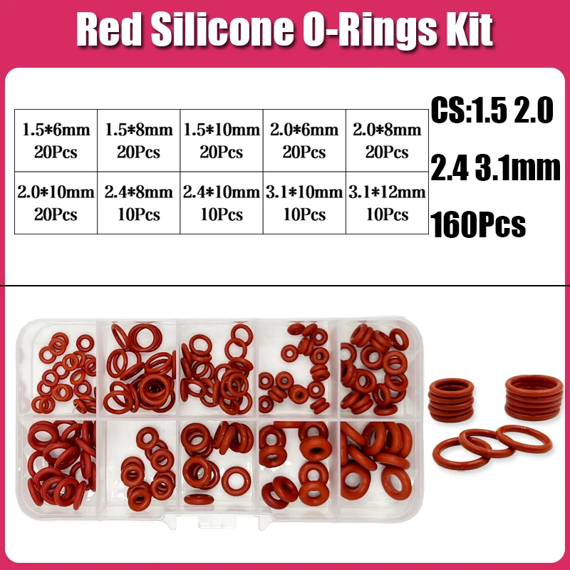 Silikon-O-Ring CS 1/1,5/2,0/2,4/3,1 Dichtungsscheibe Rot VMQ O-Ring Sanitärdichtung Ölbeständiger hitzebeständiger O-Ring – Detail 13