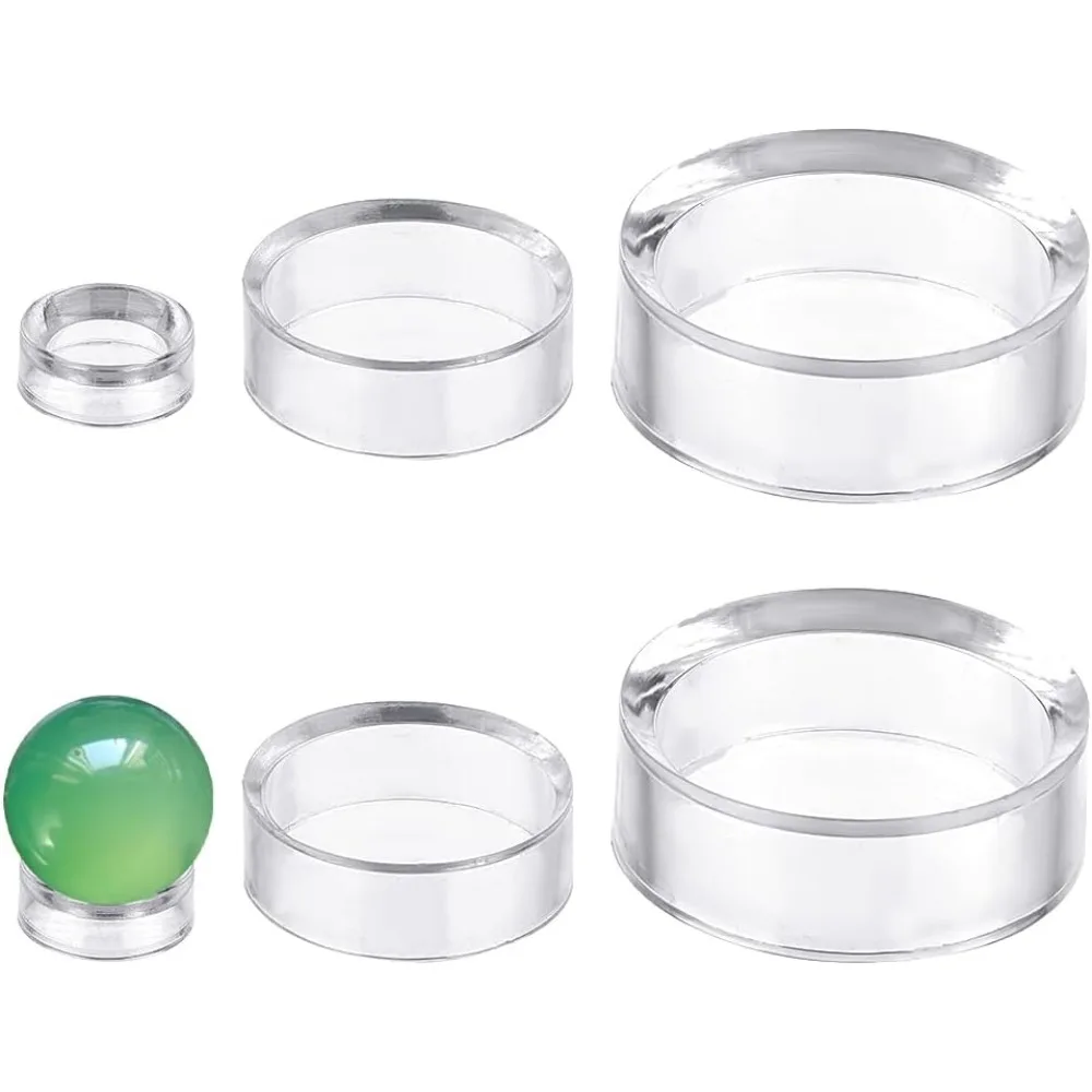 6Pcs 3 Style Round Acrylic Display Stand, Baseball Stand Holder Rings, Clear Sphere Holder for Golf Ball, Softball, Tennis Ball