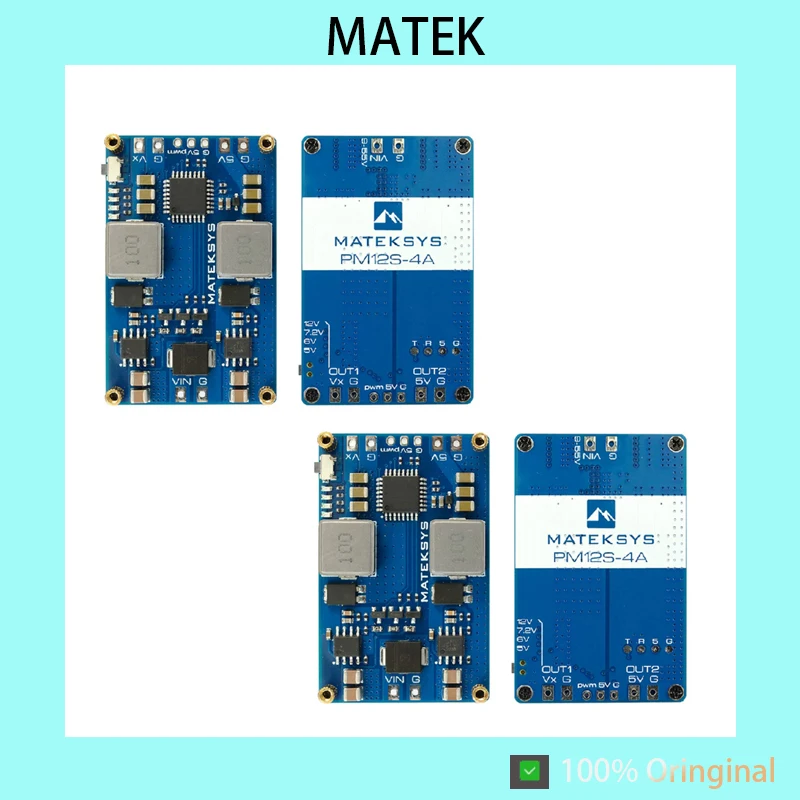 MATEKSYS PM12S-4A Power Module, RC UAV Step-Down Regulator, 9-55V Input with TVS Surge Protection