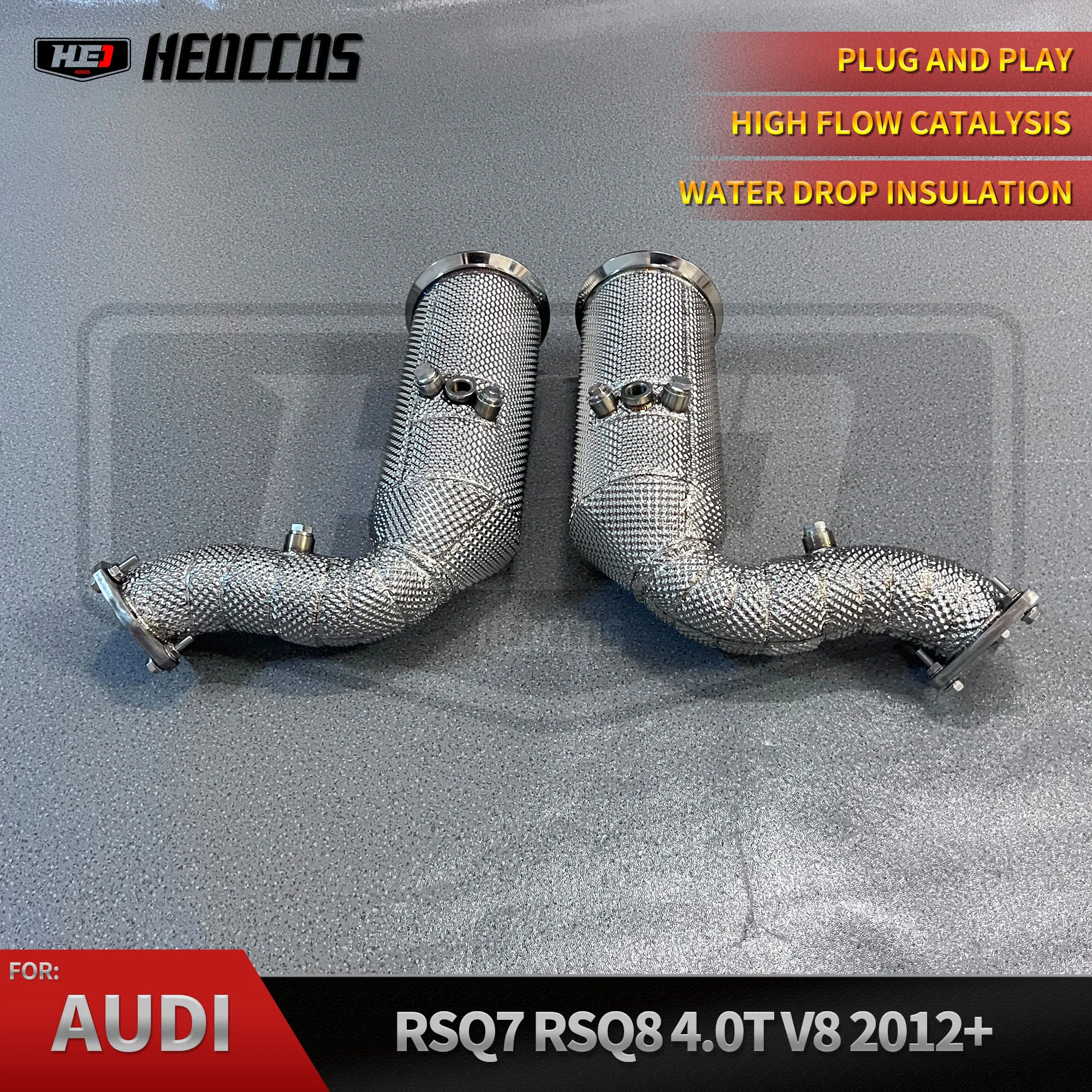 

HEO High flow exhaust downpipe For AUDI RSQ7 RSQ8 4.0T downpipe car exhaust pipe with heat insulation