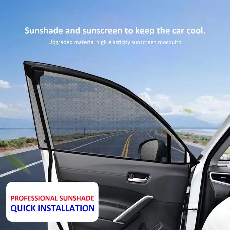 Car Window Screen 2pcs Cling Window Cover Breathable Side Window Screens Uv Blocking Sun Shade Blocker Blackout Blinds For