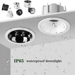 IP65 wodoodporna lampa sufitowa LED z wbudowanym reflektorem 7W 20W do 100W COB Downlight łazienkowy dekoracja wewnątrz i na zewnątrz kuchenny