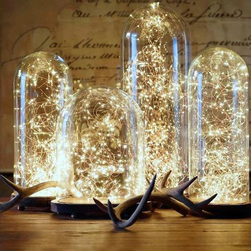 1m/2m/3m/10m LED Outdoor Light String Fairy Garland Battery Power Copper Wire Lights For Christmas Festoon Party Wedding