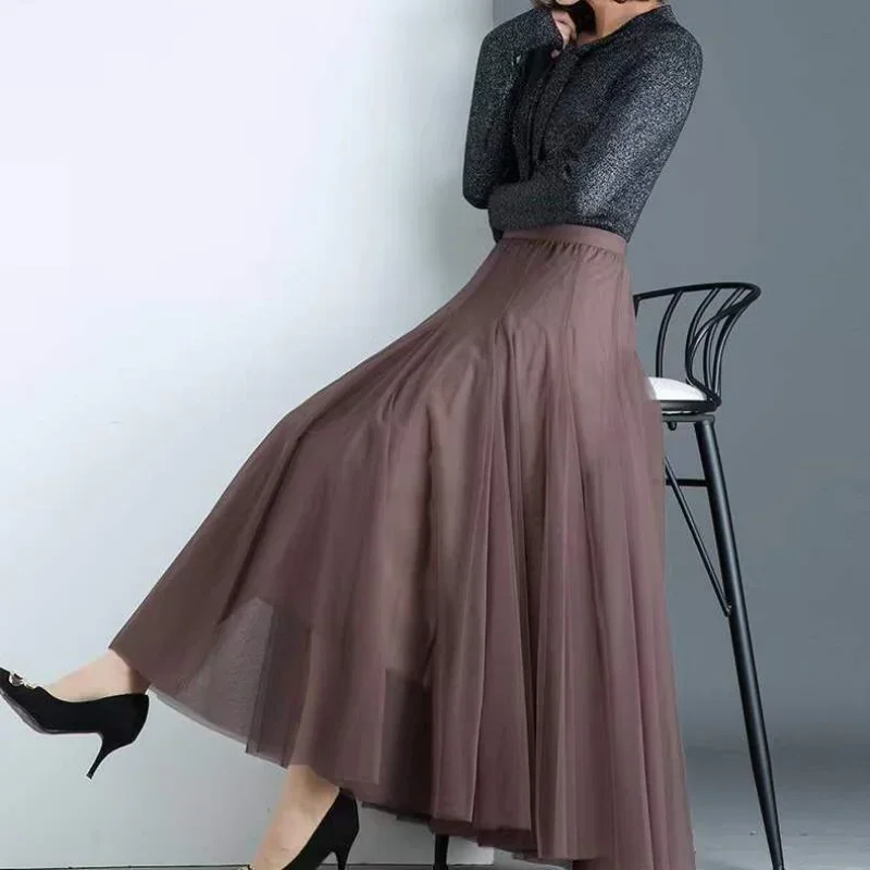 

Party Skirts Women Popular Midi Princess Style Solid Ladies Empire Chic Light Soft Spring Ulzzang Pleated Casual Student Sweet