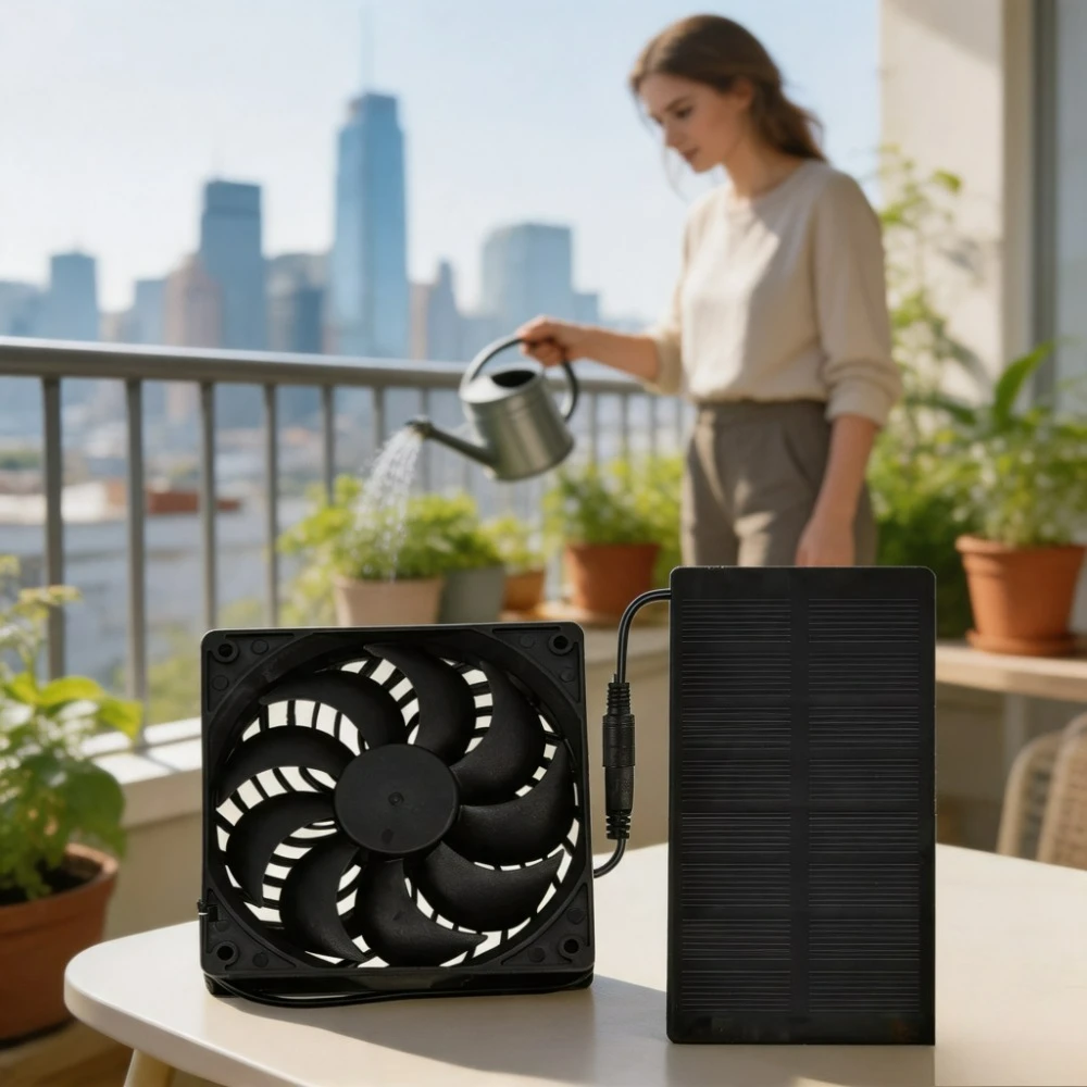 Solar Driven 12cm Waterproof Vent Exhaust Fan with Solar Panel Outdoor Air Exchange Cooling Fan for Greenhouse Chicken Coop Pet
