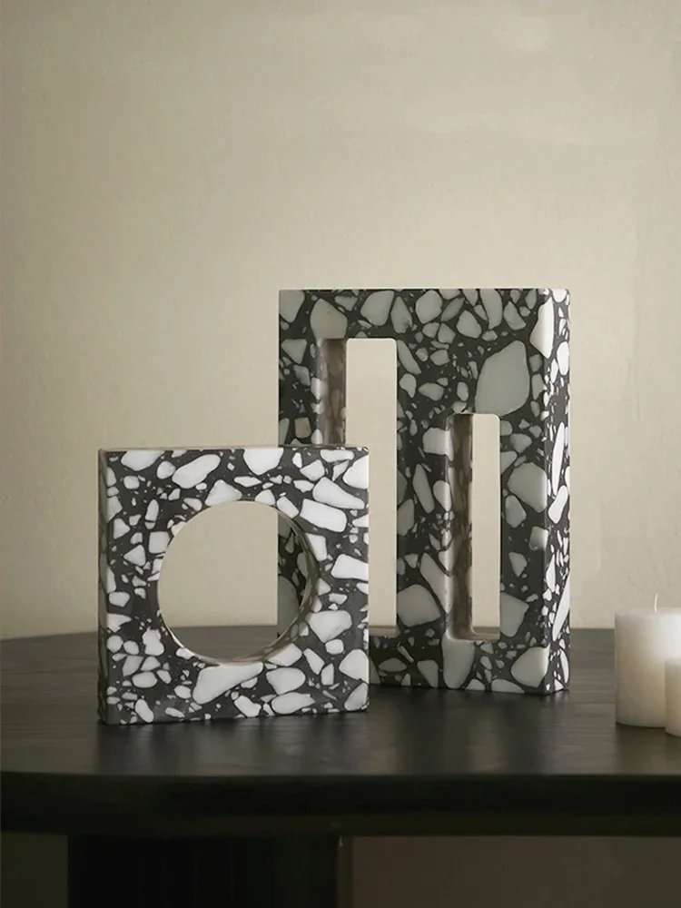 Real Marble Sculptures and Figurines for Home Decoration Archway Shape Terrazzo Statue for Bookshelf Cabinet Coffee Table