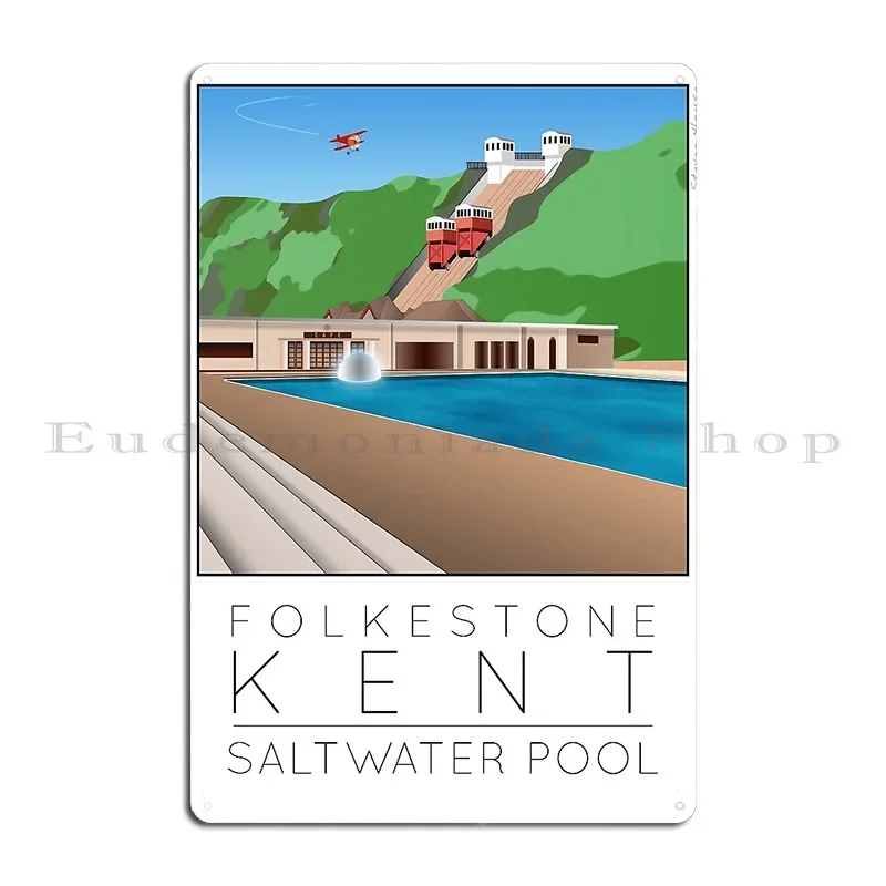 Lido Poster Folkestone Saltwater Metal Signs Funny Living Room Printed Wall Mural Cave Tin Sign Poster