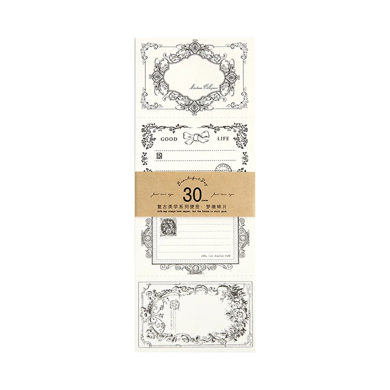 Yoofun  30pcs/pack Muli-Material Vintage Scrapbooking Decor Material Papers Retro Memo  Pads Journal Diary DIY Notes